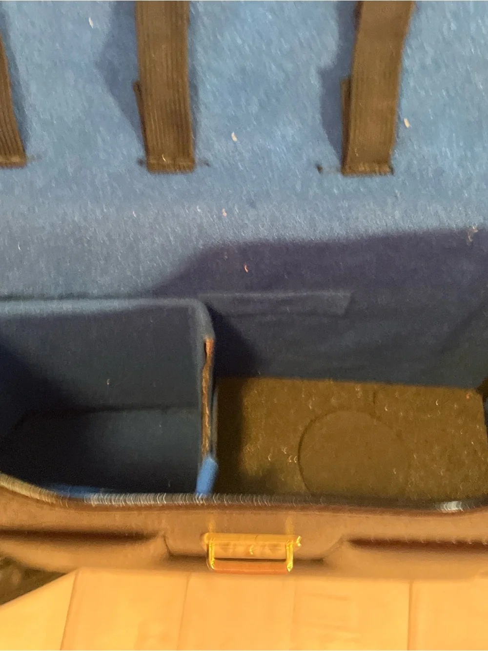 Vintage Amiet Camera Bag Faux Leather Crossbody Case Black Blue Interior